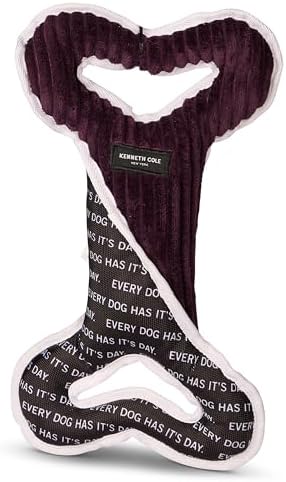 Kenneth Cole Durable Two-Tone Tug Plush Bone Toy for Extra Large Dogs – Chew-Resistant Nylon Meets Soft Corduroy Plush with Squeaker image 5