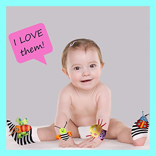 Foot Finders & Wrist Rattles for Infants Developmental Texture Toys for Babies & Infant Toy Socks & Baby Wrist Rattle - Newborn Toys for Baby Girls Boys - Baby Boy Girl Toys 0-3 3-6 6-9 Months - 5