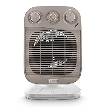 Foto di De'Longhi HFS50F24 Termoventilatore, Silenzioso, 3 livelli di potenza, TIMER 24H, ventilazione estiva, protezione antigoccia, maniglia, luce pilota, per ambienti fino a 70m³, bianco/grigio