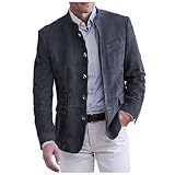 [CUANCYL] スエード革 スーツジャケット メンズ テーラードジャケット 大きいサイズ ボタン ブレザー 長袖 無地 上着 アウター コート カジュアル 軽量 春秋冬 おしゃれ 防寒 防風 トップス ポケット 結婚式 就職 通勤 面接 ビジネス 男性用グレーMダウンジャケット メンズ 大きいサイズ 薄手