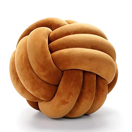 Gweobz Caramel Decor Pillow Kids Knot Pillow Ball 11" Living Room Throw Pillow Round Plush Velvet Knot Pillow For Bed Couch Bedroom Decoration (Round Caramel) #TOP5