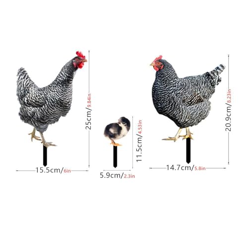 Fenayuu Metall Chicken Yard Stakes | Gartendeko 3er Set Hühner | Küken Set Huhn Gartenstecker Set - Rooster Animal Stakes Für Ostern Frühling Garten Balkon Terrasse