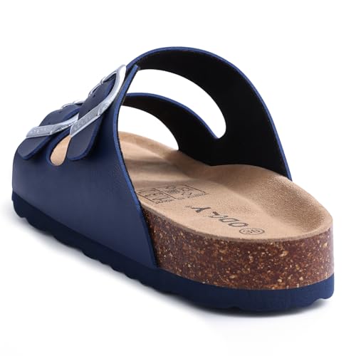 Image of ODOLY Unisex Comfortable Cork Footbed Slide Sandals with Arch Support | Adjustable Buckle, Lightweight Summer Sandals for Travel and Everyday Wear