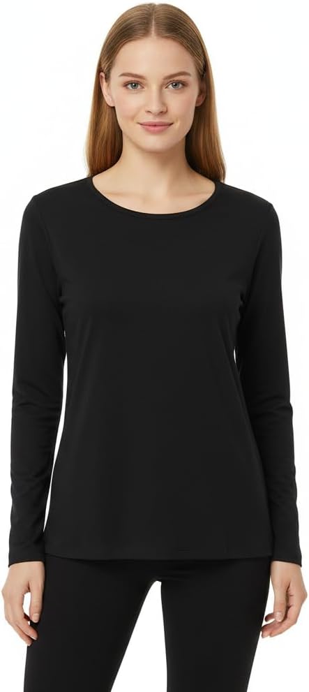 Women's 95% Modal Thermal Underwear Set, Slim Lightweight Base Layer Top and Pants for Spring Winter Daily Layering (Black,2,XX-Small)