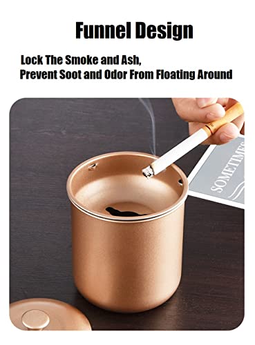 Jixik Stainless Steel With Lid Ashtray Funnel Design Windproof Car Ashtray Cup Detachable Smokeless Anti-Fly Ash Cigar Ashtray For Car Household (Pink) #TOP1
