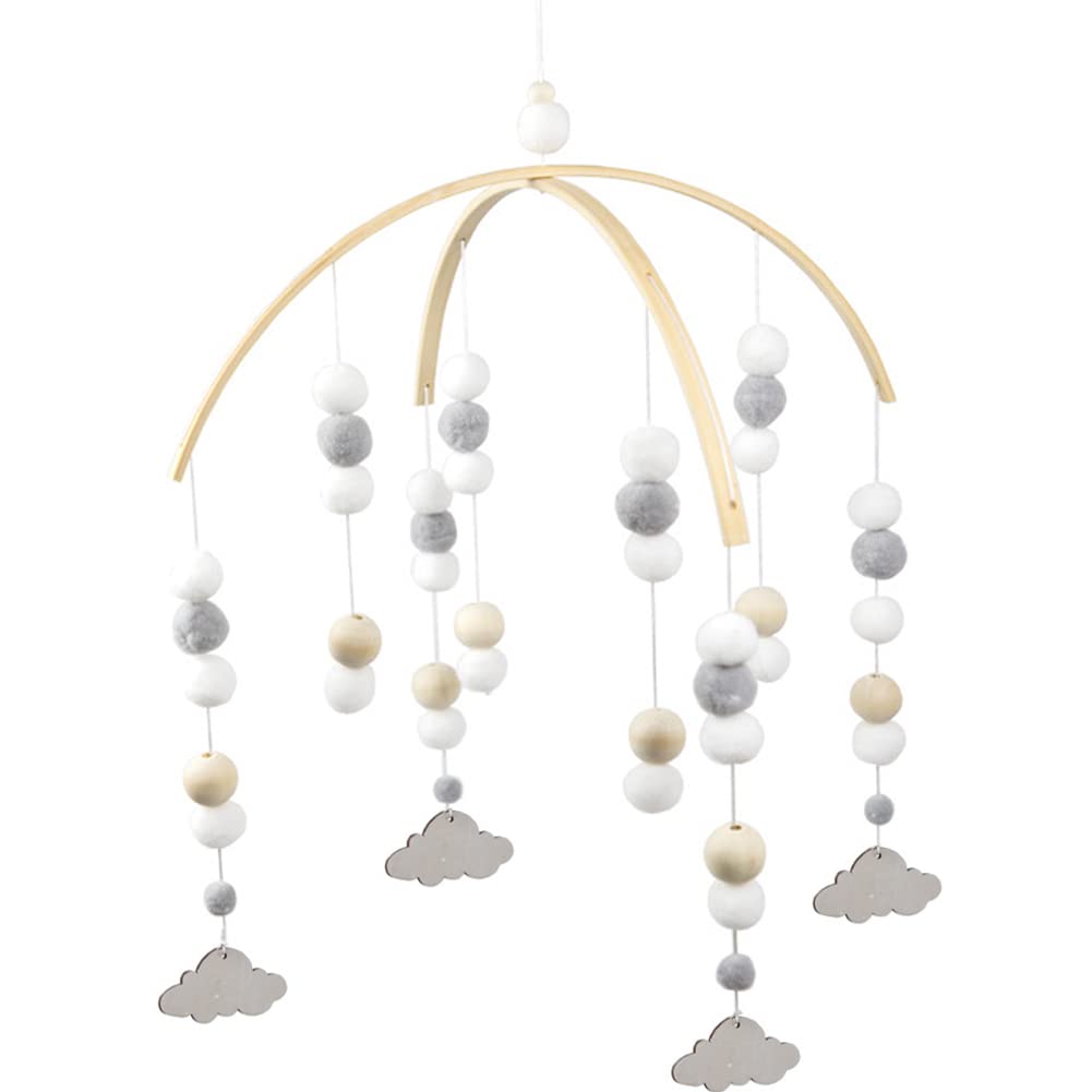 WAYUTO Neutral Handmade Felt Ball Ceiling Mobile - Green Elephant