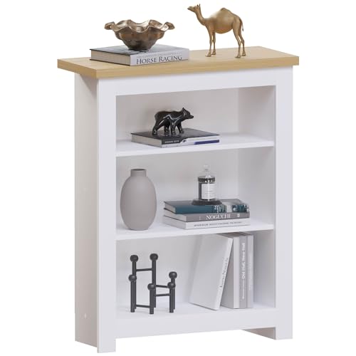 Estantería Arlington de Vida Designs, moderna, con 3 niveles, estantes para exhibición, almacenamiento, muebles MDF, blanco.
