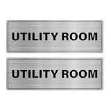 YIKIADA 2 Pack Utility Room Sign 9 × 3 Inches Heavy-Duty Aluminum Reflective Rustproof Self Adhesive Signage...