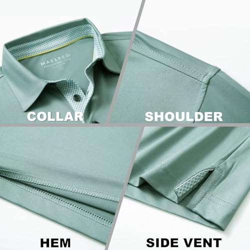 Image of Mens Polo Shirts Short and Long Sleeve Casual Solid Stylish Dry Fit Performance Designed Collared Golf Polo Shirts for Men