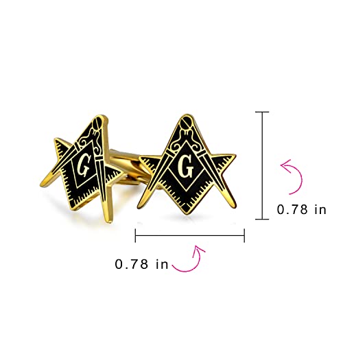 Mancuernas Masonic Bling Jewelry compás bicolor acero miniatura 7