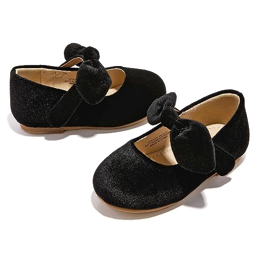 Ginfive Toddler Girls Dress Shoes Mary Janes Ballerina Flats For Girls Black Shoes Toddler 8 #TOP7