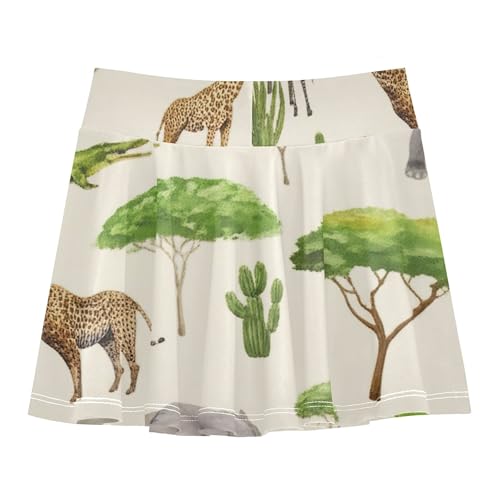 Athletic Shorts for Girls Skorts Tennis Skirts Kids Purple Butterfly African Animals Giraffes 3t2
