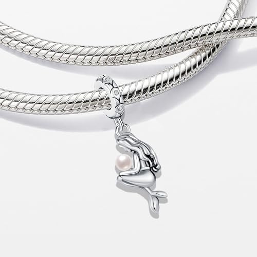 KEQ Beach Charms Shell and starfish Mermaid Dangle Charms for Bracelets Fit Pandora Ocean Bracelets-925 Sterling Silver Tropical Marine Life Charm Hawaii Vacation Summer Travel2