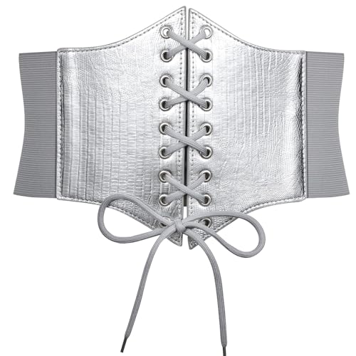 SUOSDEY Corset Belt for Women Lace Up Elastic Leather Waist Corset Tied Waspie Belt for Renaissance Pirate Halloween Costume2