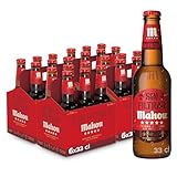Mahou Cinco Estrellas Sin Filtrar, Lager Dorada con Sabor Intenso y Textura Sedosa, Pack de 24 Botellas x 33cl, 5,5% Vol Alcohol