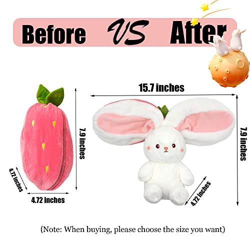 Youblek Bunny Stuffed Animal,Reversible Carrot Strawberry Bunny Plush Doll With Zipper Cute Soft Rabbit Toys Pillow Decoration For Kids And Adults Easter Gifts (Strawberry, 7.09 Inches) #TOP5