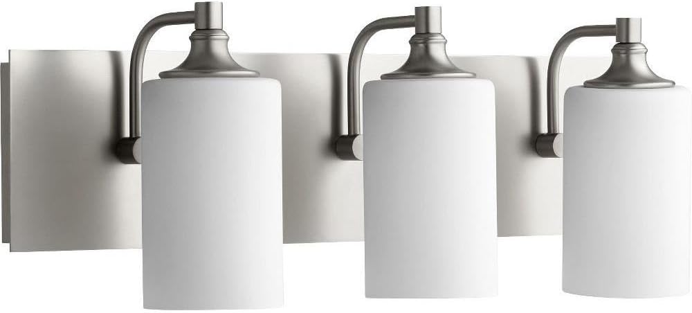 Quorum International 5009-3-65 I Celeste Collection Three Light Bathroom Vanity - Satin Nickel Finish I LED Compatible I Modern Contemporary Light Fixture I