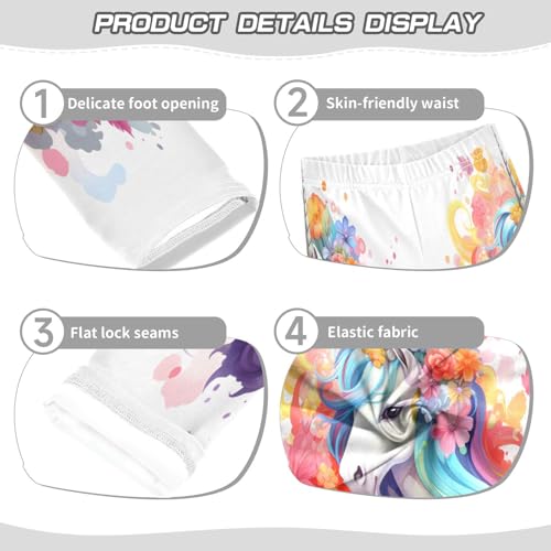 Toddler Girls Leggings Printed Yoga Pants Leggings Flower Blue Hiar Unicorn for Kids3