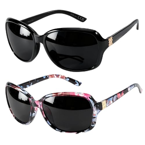 Image of SIPHEW Polarized Sunglasses for Women | Vintage Square Sunglasses w UV400 Protection | Womens Wraparound Shade