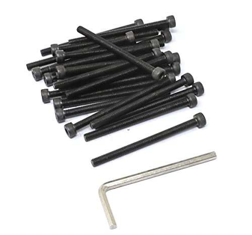 Image of iexcell 25 Pcs M5 x 70mm Thread Pitch 0.8 mm Alloy Steel 12.9 Grade Hex Socket Head Cap Screws Bolts Kit, Black Oxide Finish