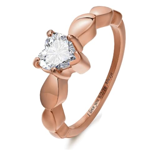 Custom Engraved Rings for Women Personalized CZ Promise Rings for Her Black Stackable Wedding Rings for Women Gold Blue Sapphire Engagement Rings for Women,with Gift Box&Message Card