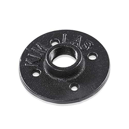 pamo Temperguss Fitting Rohrflansch 3/4 Zoll für DIY Kleiderstange im Industrial Loft Design | TELLER | pulverbeschichtet Wasserrohr in schwarz für Do-It-Yourself Garderobe/Kleiderschrank