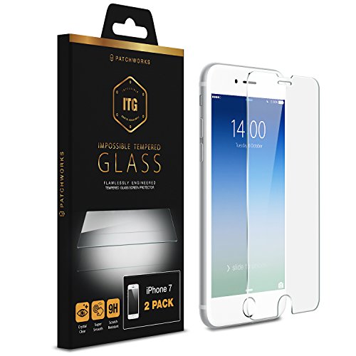 iPhone 8 7 Screen Protector, Patchworks ITG (2-Pack) [4.7”inch] 9H Tempered Glass Screen Protectors for Apple iPhone 8, iPhone 7 / iPhone 6s 6 2017 2016 2015 [3D Touch Compatible] Most Case Friendly
