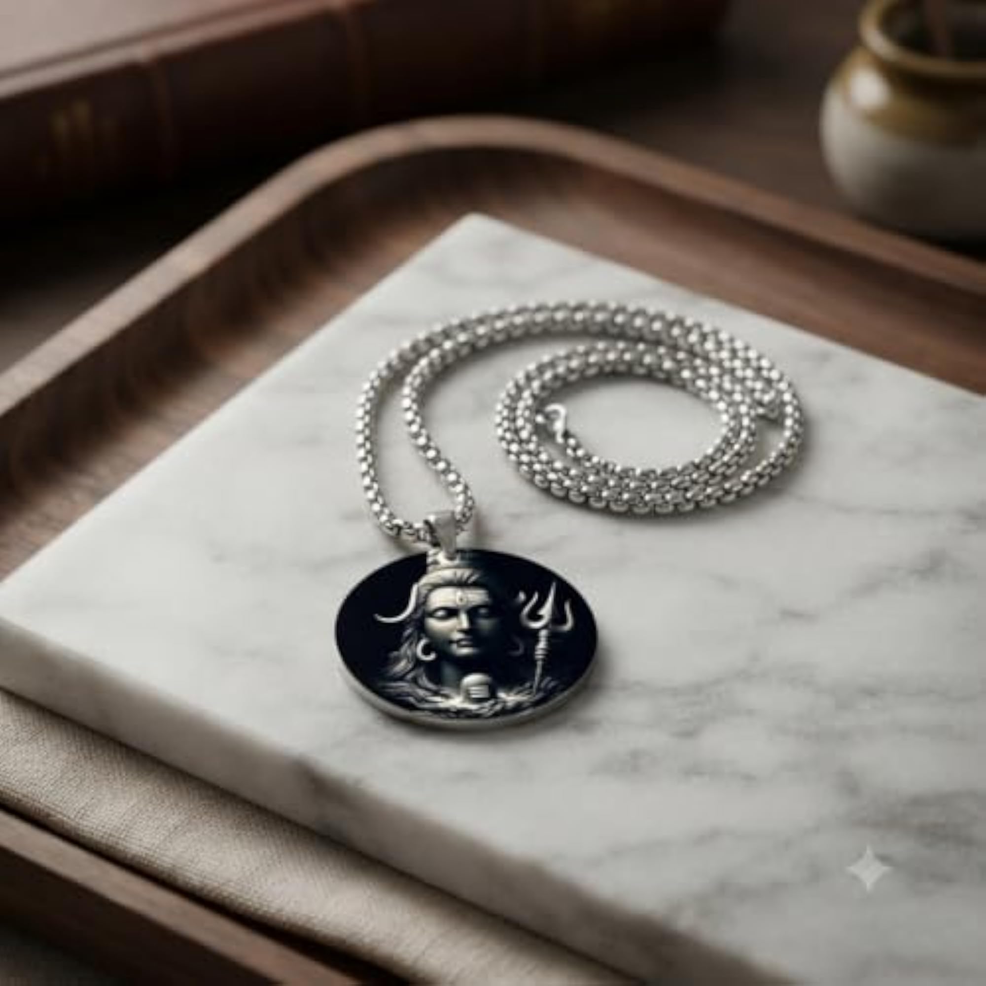 Lord Bholebaba Mahadev Acrylic Pendant with Box Chain, Spiritual Gift