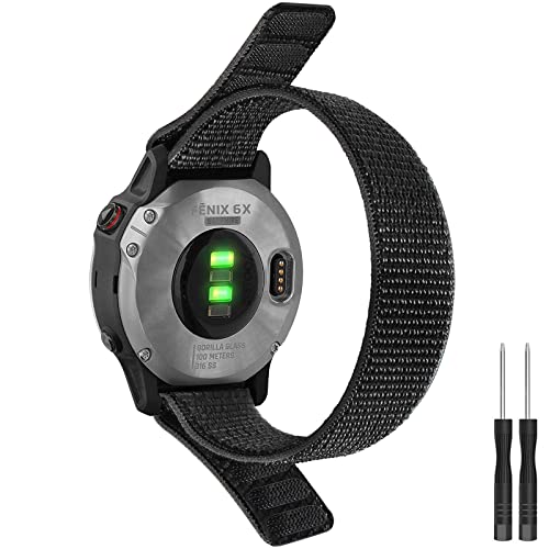 Fenix 6X - Pulsera para Fenix 5X Banda, 26mm Nylon Sport Band para Fenix 6X Pro/Fenix 5X Plus/Fenix 3/Fenix 3 HR/Enduro/Tactix Delta/Descent Mk1 Mk2 Mk2i/Fenix 7X/Fenix 7X Solar/Fenix 7X Sapphire