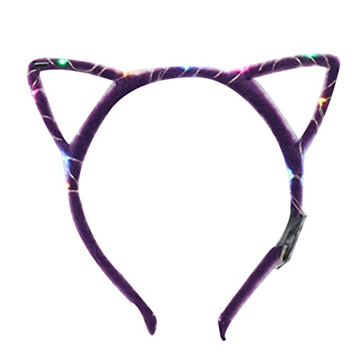Preisvergleich Produktbild AAGOOD Geführte leuchtende Katzenohren Flash-Stirnband Spielzeug Katze Ohr lila Abschnitt 1 packLED Blinkender Katzenohren Haarband Kopfbedeckung Partei Favo