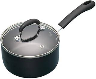 MasterClass Saucepan with Lid, Non-Stick Enamel Sauce Pot, 16 cm, Induction-Safe, Aluminium, Black