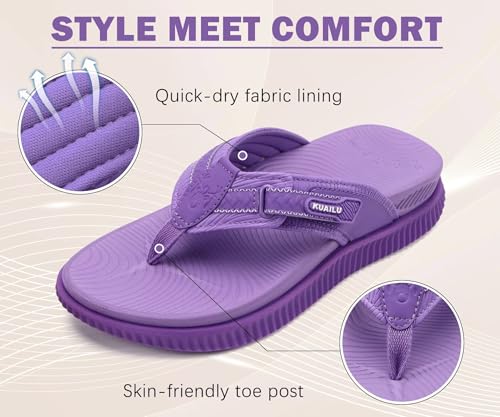 Image of KuaiLu Womens Orthotic Cushion Flip Flops Sport Recovery Walking Sandals for Women with Comfortable Arch Support - Adjustable Flatform Slip On Indoor Outdoor For Summer Casual