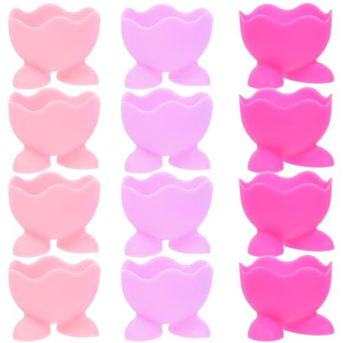 COLLBATH 12pcs Silicone Egg Cooker Cups Stands Unique Kitchen Gadgets for Hard-boiled Eggs Random Color
