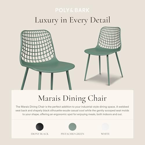 Image of Poly & BARK Marais Modern Dining Chairs Set of 4 - Mid Century Modern Plastic Dining Chair with Metal Legs - Kitchen & Dining Room Chairs - Dining Table Chairs Set - Indoor /Outdoor - Pistachio Green