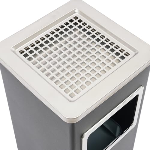 Philipreba 9x9x24in Trash Bin, 3 Gal Outdoor Waste Container, Square Stainless Steel Trash Can with Removable Inner Can, Industrial Garbage Enclosure Inside Cabinet with Ashtray (Black)