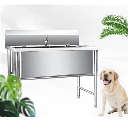 Vasca da bagno professionale in acciaio inox, resistente per cani di taglia grande, ideale per toelettatura e bagno