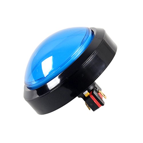 EG STARTS 4 Inches Arcade Buttons LED 100mm Larger Big Dome Convex Type Lit Illuminated Push Button Compatible Arcade Machine DIY Kit & Raspberry Pi Game Part (Blue)