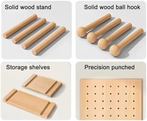 Modular Pegboard Organizer - 40x60 cm Multifunctional Wood Wall Storage Panels, 1.6cm Thick Perforated Tool Holder for Home, Office, Garage, Craft Room
