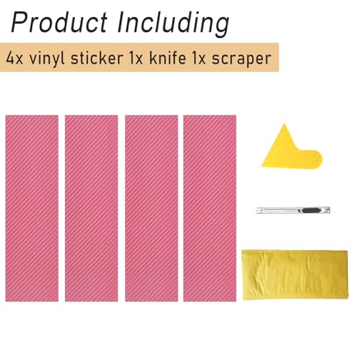 Image of ramuel Compatible with Carbon Fiber Vinyl Wrap 11.8 inch x 4 inch Chevy Bowtie Emblem Wrap Kit with Spatula and Cutter 4 Pcs Universal Logo Overlay (Pink)