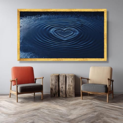 Tableau vagues bleues abstraites décoration murale moderne 70x110 - 3