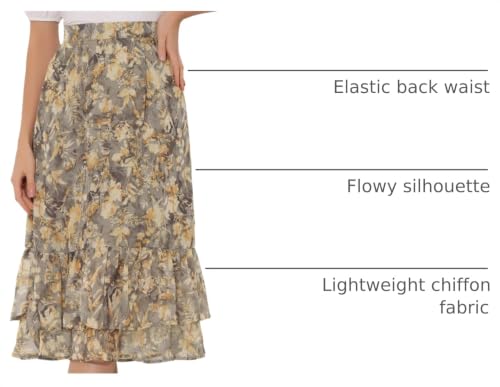 Image of Allegra K Women's Printed Skirt 2025 Weekend Trendy Summer Chiffon Ruffle Tiered Flowy Midi Skirts
