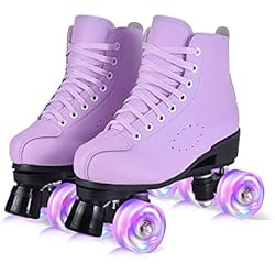 Patines Clasicos YUDOXN Patines 4 Ruedas, Patines Paralelos con Ruedas Luminosas, Top Alto Clásico PatinesSobreRuedas para Adulto, Niñas, Niños y Principiante (38, Purple)