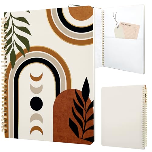 Image of Cute Spiral Notebook 8.5 x 11 Graph Paper Journal A4, Moon Boho | 70 page, Note Book with Pocket, Large, Big, Hard Cover, Aesthetic, Pretty Design, for Women, Girls, Kawaii