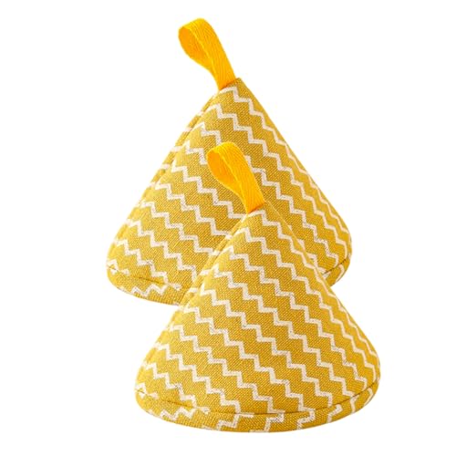 Generic 2 Piezas Protector para Mango de Tapa de Olla Cubiertas Antiescaldaduras de Resistente al Calor para Cocina y Horneado Diseño Triangular para Cacerolas y Peroles Color Amarillo