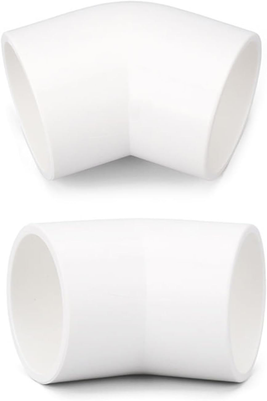 PVC Sch 40 45 Degree Elbow SOC x SOC Solvent Weld, White, 1-1/2", PVC Pipe Fitting Water Supply Plumbing Connector