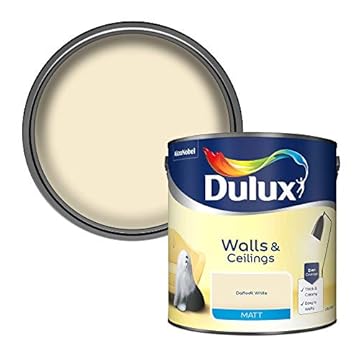 Dulux Matt Emulsion Paint For Walls And Ceilings - Daffodil White 2.5 Litres