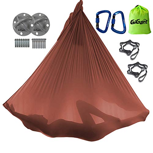 ギグアント(GiGant) 5m×2.8m フルセット エアリアルヨガ ハンモック 取り付け 空中ヨガ 反重力 エクササイズ エアロ ヨガ フィットネス 国内正規品 (ショコラブラウン)