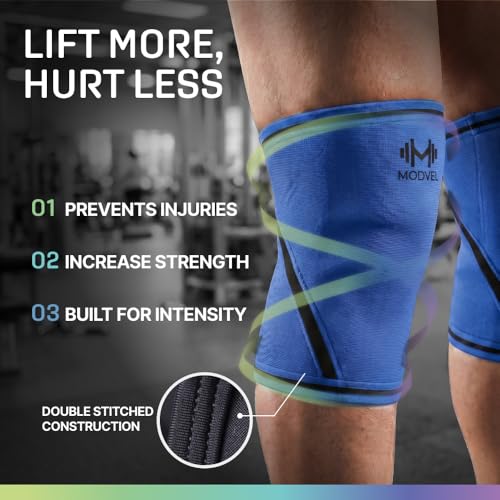 Image of Modvel Strength 7mm Knee Sleeves (Pair) for Weightlifting & Powerlifting (USPA, IPL Approved) | High-Performance Knee Compression Support For Squats, Weight Lifting - Men and Women