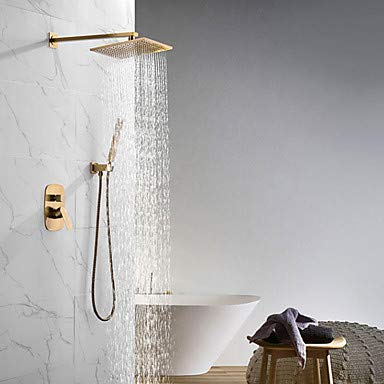 Sistema Doccia, Set di rubinetti per Doccia contemporanei in Ottone Spazzolato con Altri Set di rubinetti per Vasca Doccia con valvola in Ceramica, 10 Pollici