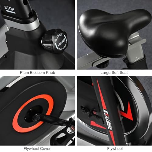 Image of Exercise Bike, Indoor Bike /Brake Pad Stationary Bike, for Family, Indoor Bike with Silent Belt Drive, Heavy Duty Flywheel, Comfortable Saddle And Upgraded LCD Display